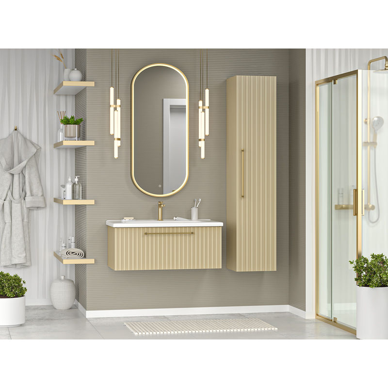 Шкаф-пенал для ванной Brevita Alicante 35 универсальный / ALI-05035-03 капучино матовая эмаль