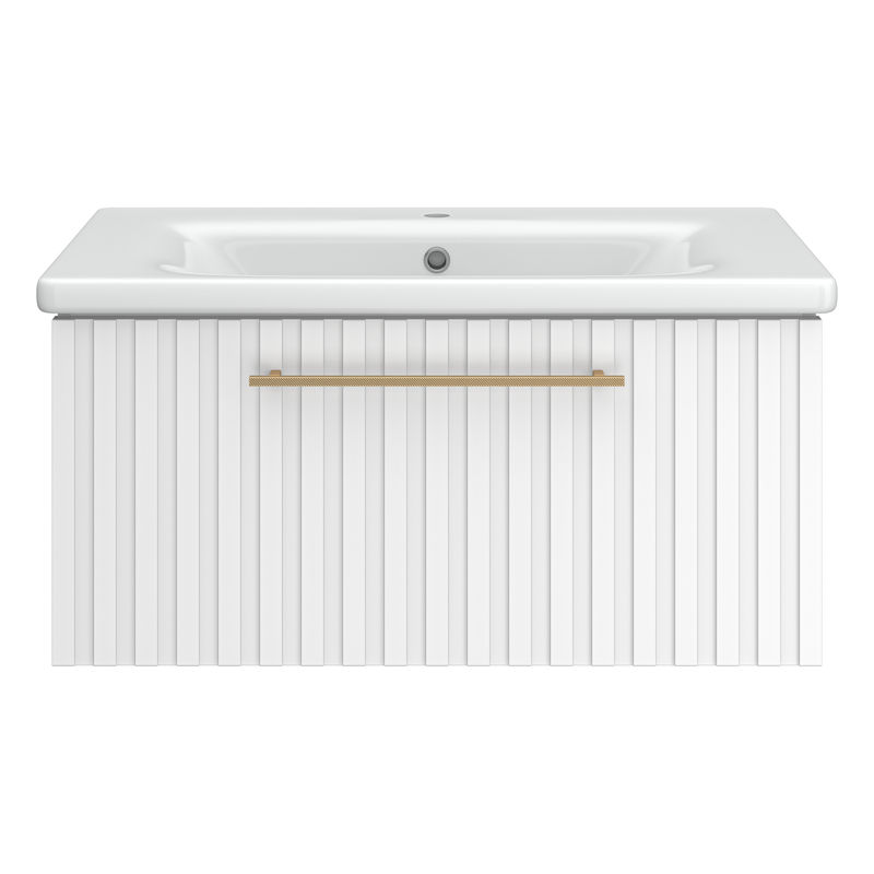 Тумба под раковину Brevita Alicante 80 подвесная с 1 ящ. / ALI-09080-0101Я белая матовая эмаль