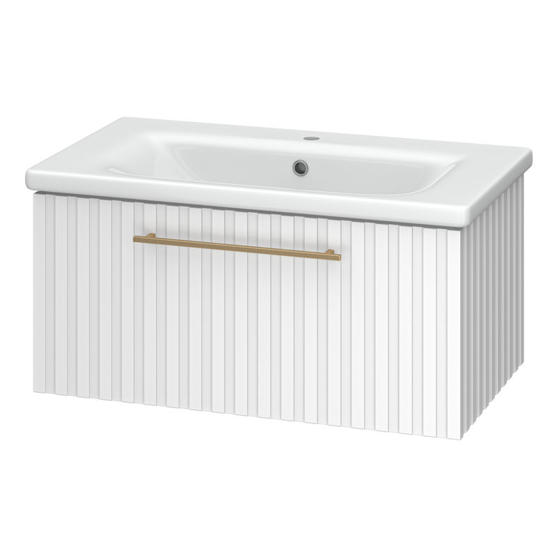 Тумба под раковину Brevita Alicante 80 подвесная с 1 ящ. / ALI-09080-0101Я белая матовая эмаль