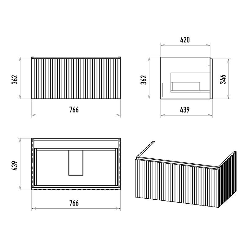 Тумба под раковину Brevita Alicante 80 подвесная с 1 ящ. / ALI-09080-0101Я белая матовая эмаль