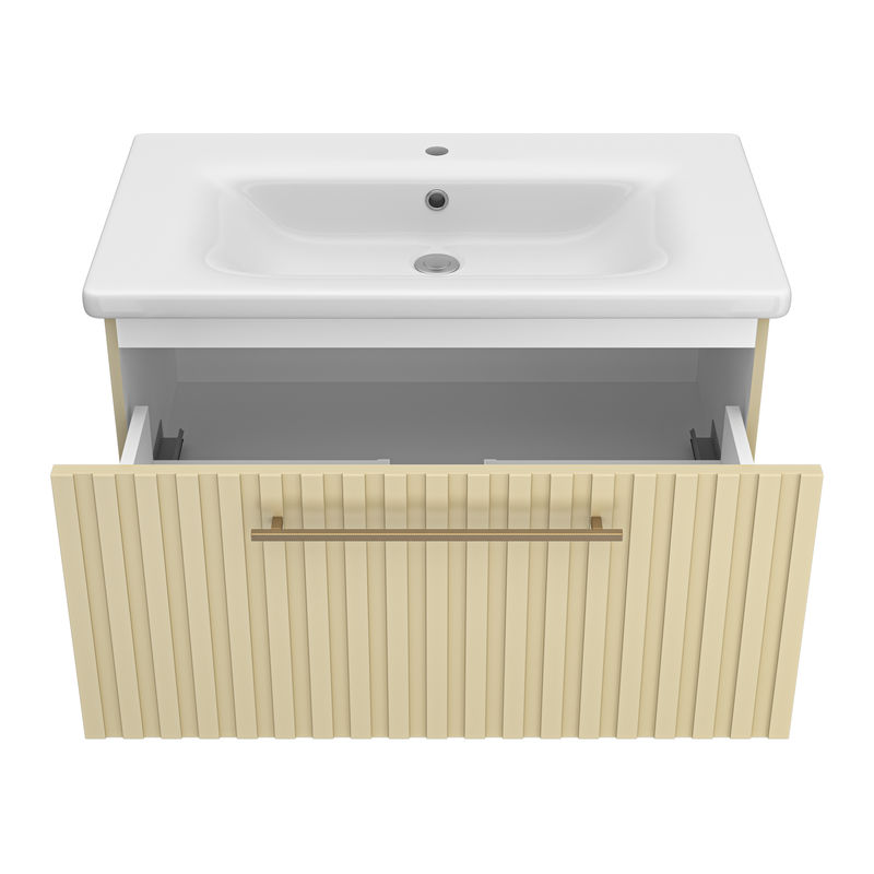 Тумба под раковину Brevita Alicante 80 подвесная с 1 ящ. / ALI-09080-4601Я капучино матовая эмаль