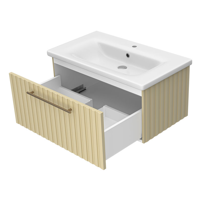 Тумба под раковину Brevita Alicante 80 подвесная с 1 ящ. / ALI-09080-4601Я капучино матовая эмаль