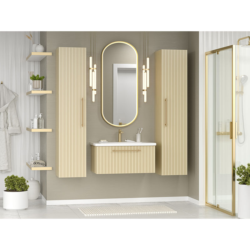 Тумба под раковину Brevita Alicante 80 подвесная с 1 ящ. / ALI-09080-4601Я капучино матовая эмаль