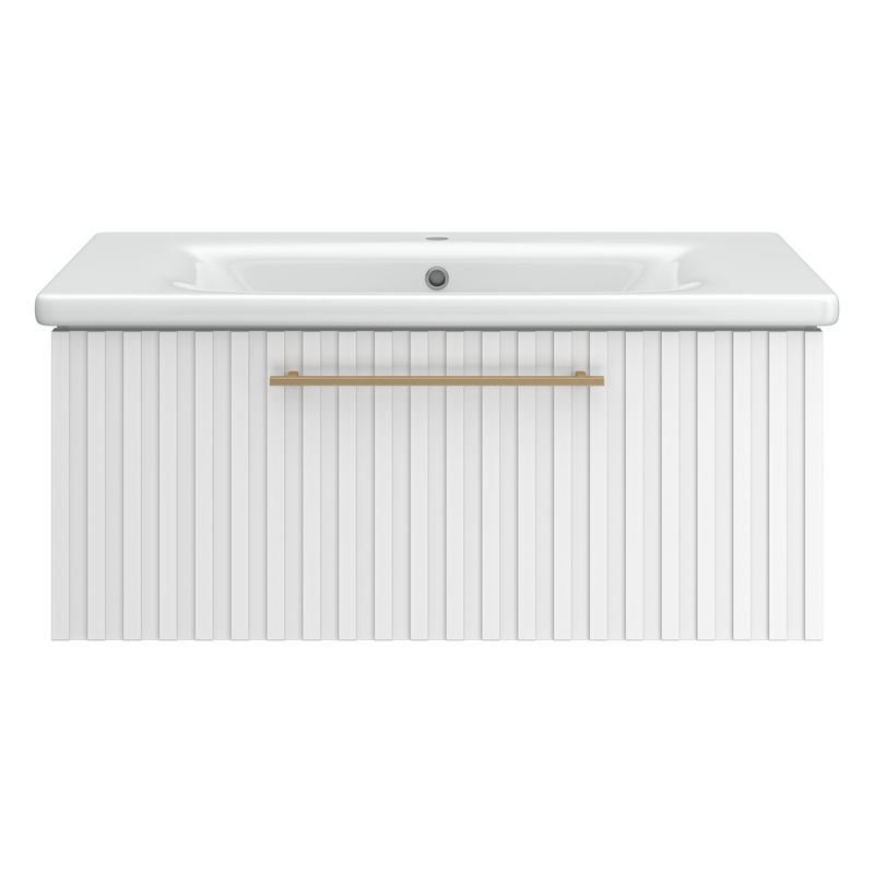 Тумба под раковину Brevita Alicante 90 подвесная с 1 ящ. / ALI-09090-0101Я белая матовая эмаль