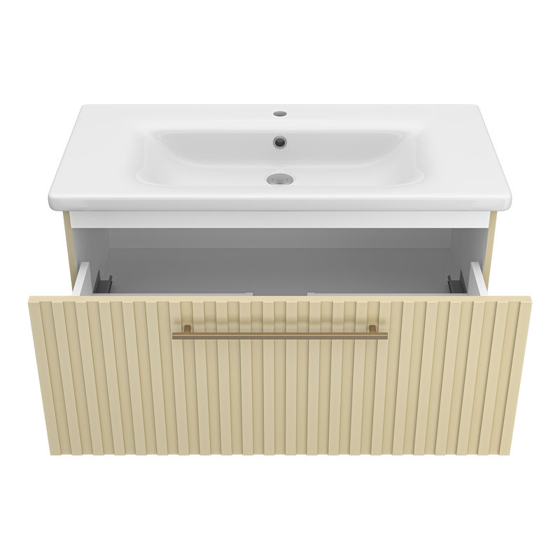 Тумба под раковину Brevita Alicante 90 подвесная с 1 ящ. / ALI-09090-4601Я капучино матовая эмаль