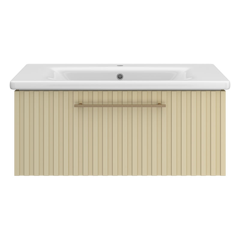 Тумба под раковину Brevita Alicante 90 подвесная с 1 ящ. / ALI-09090-4601Я капучино матовая эмаль