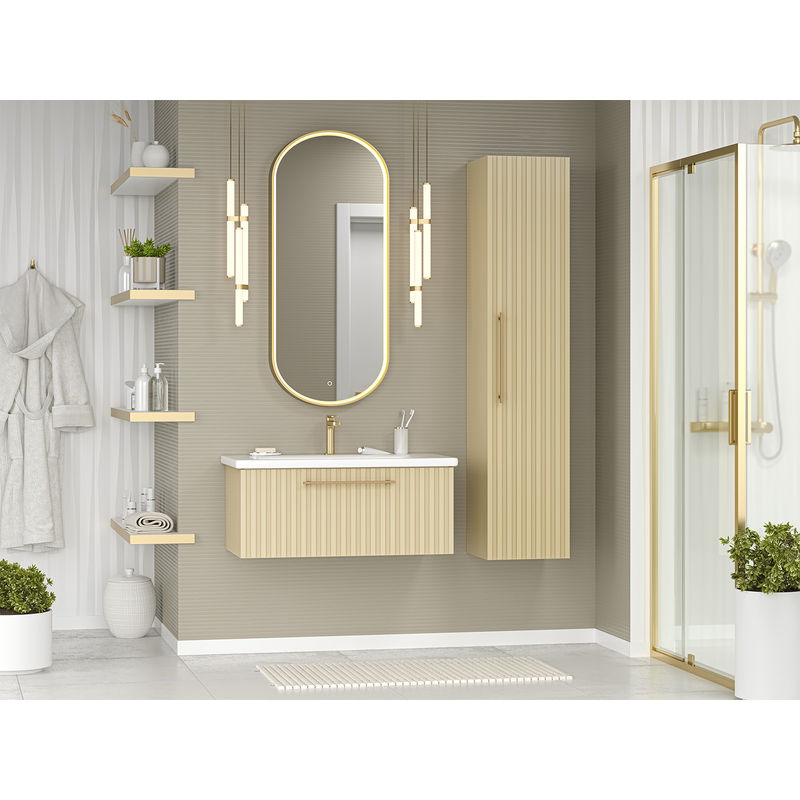 Тумба под раковину Brevita Alicante 90 подвесная с 1 ящ. / ALI-09090-4601Я капучино матовая эмаль