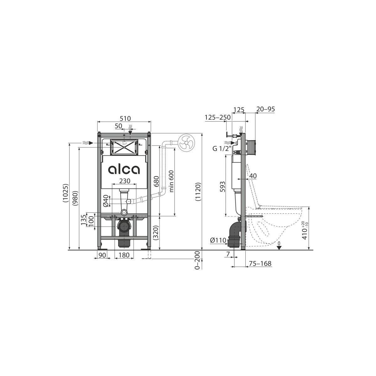 Скрытая система инсталляции ECOLOGY для сухой установки (для гипсокартона) AM101/1120E