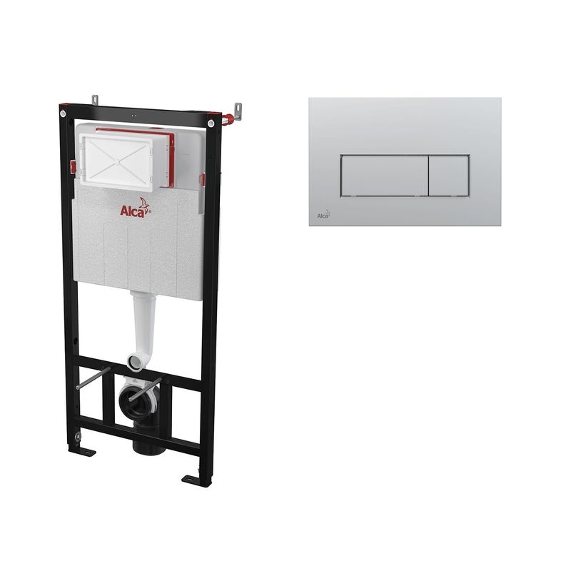 Инсталляция для унитаза AlcaDrain (AlcaPlast) AM101/1120 с клавишей смыва M572 (хром матовый)