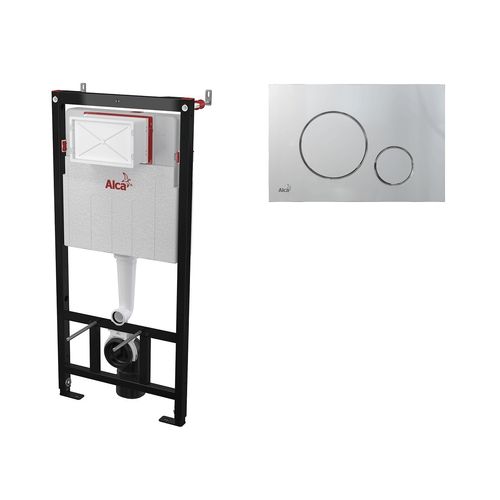 Инсталляция для унитаза AlcaDrain (AlcaPlast) AM101/1120 с клавишей смыва M672 (хром матовый)