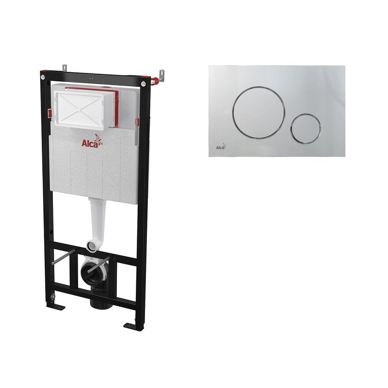 Инсталляция для унитаза AlcaDrain (AlcaPlast) AM101/1120 с клавишей смыва M672 (хром матовый)