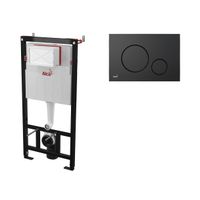 Инсталляция для унитаза AlcaDrain (AlcaPlast) AM101/1120 с клавишей смыва M678 (черный матовый) — 1