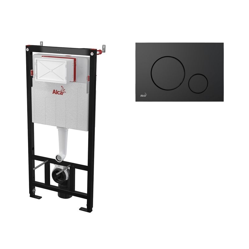 Инсталляция для унитаза AlcaDrain (AlcaPlast) AM101/1120 с клавишей смыва M678 (черный матовый)