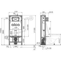 Инсталляция для унитаза AlcaDrain (AlcaPlast) AM116/1120 для сухой установки (в пространство) — 2