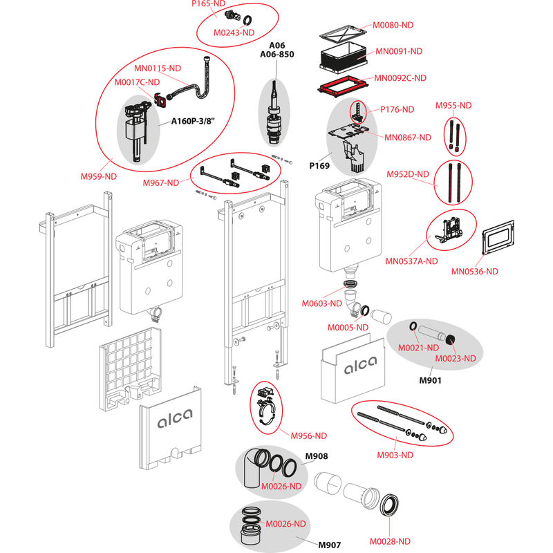 Инсталляция для унитаза AlcaDrain (AlcaPlast) AM118/850 для сухой установки (для гипсокартона) / управление сверху или спереди