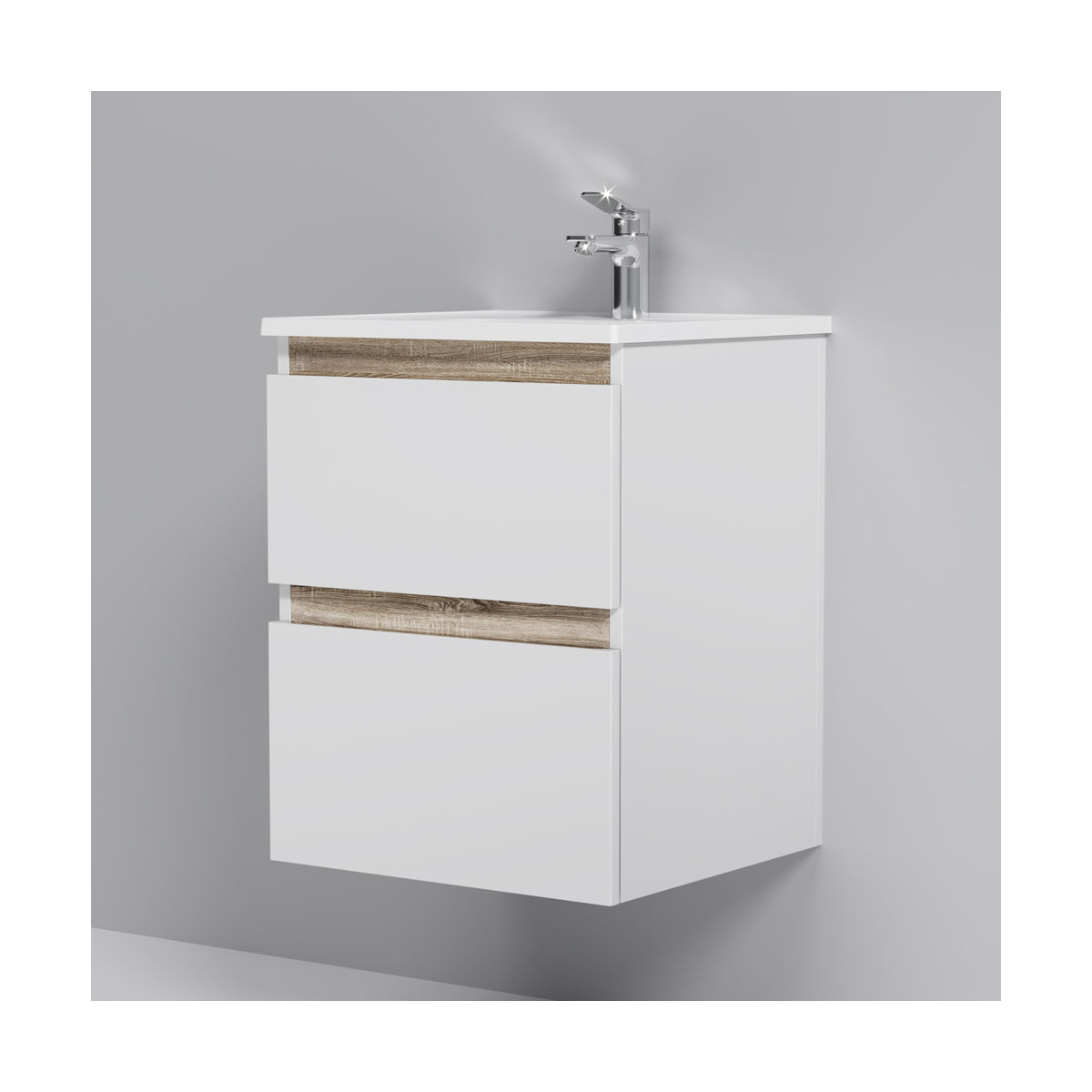 M85AFHX0502WG X-Joy, База под раковину, подвесная, 50 см, 2 ящика, белый глянец