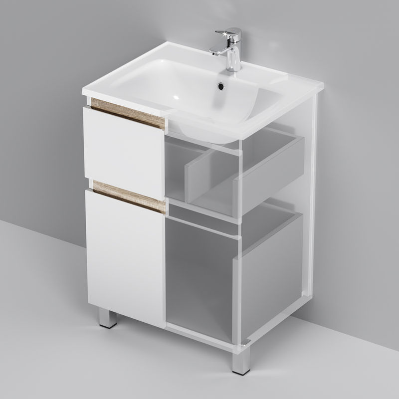 Тумба под раковину AM.PM X-Joy 60 см напольная 2 ящика / M85AFSX06021WG белый глянец