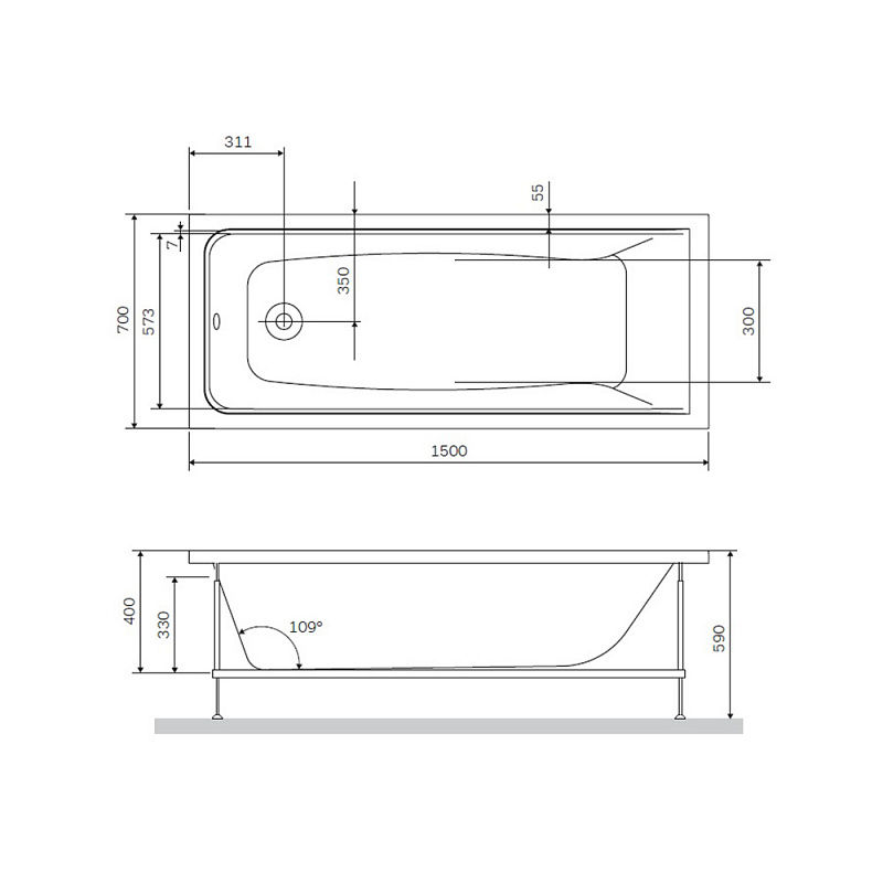 Акриловая ванна AM.PM Gem A1 150x70 W90A-150-070W-A1