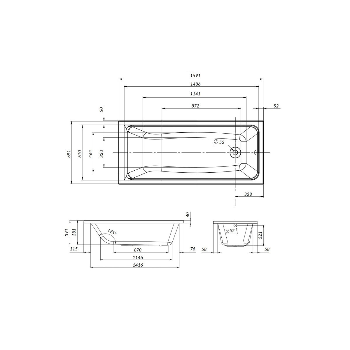 W90A-160-070W-P Gem, панель фронтальная для ванны А0 160х70 см, шт