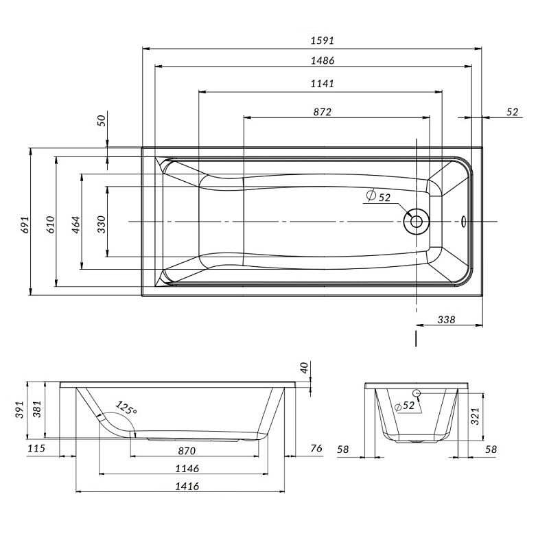 Экран для ванны фронтальный AM.PM Gem А0 160х70 W90A-160-070W-P
