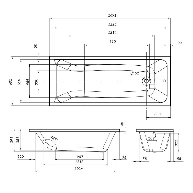 Акриловая ванна AM.PM Gem A1 170x70 W90A-170-070W-A1