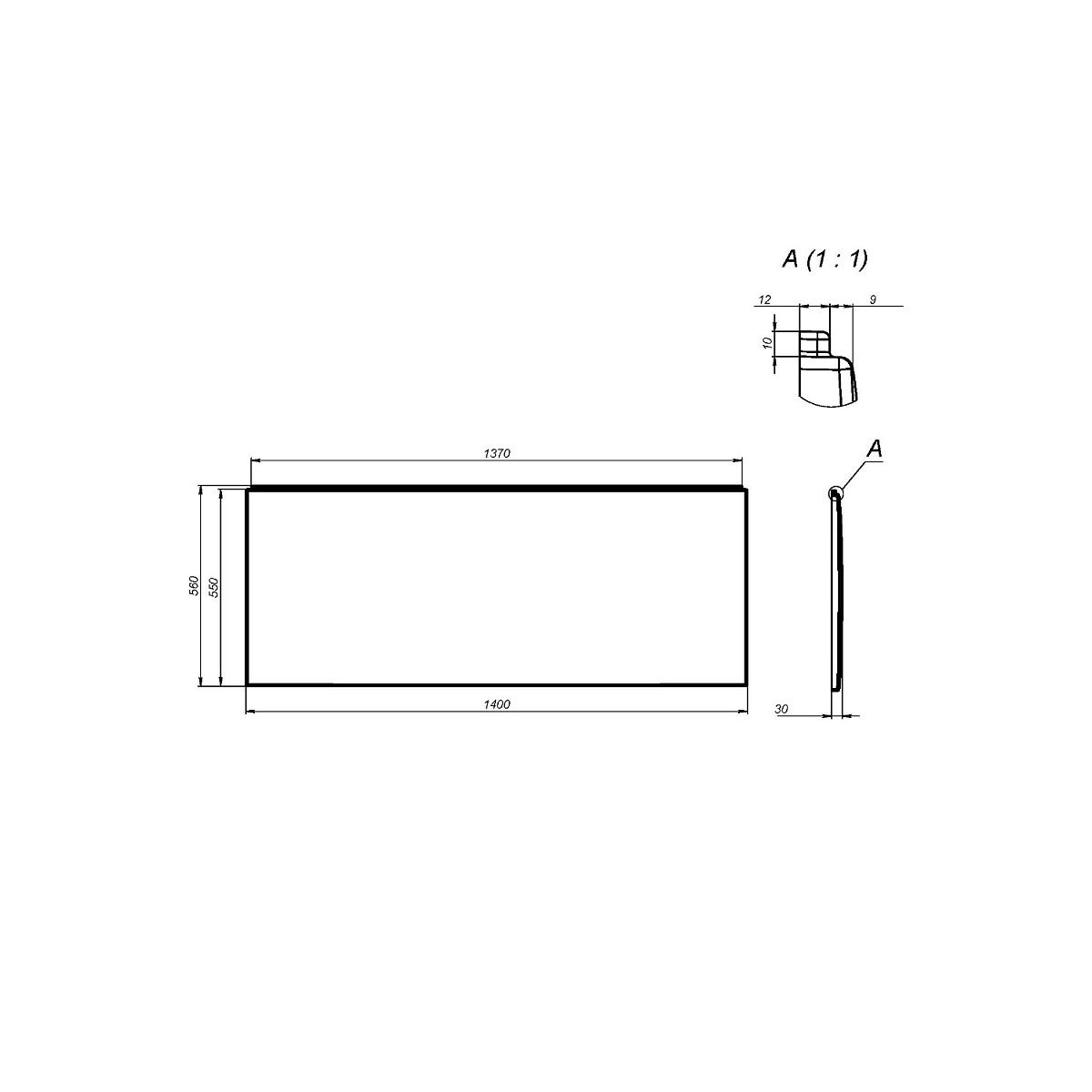 W94A-140-070W-P X-joy панель фронтальная для ванны 140 см