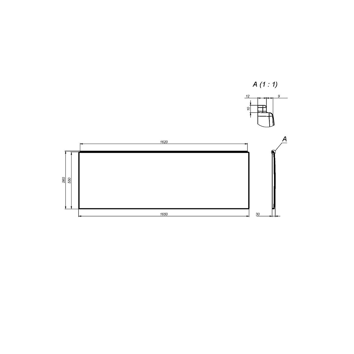 W94A-165-070W-P X-joy панель фронтальная для ванны 165 см