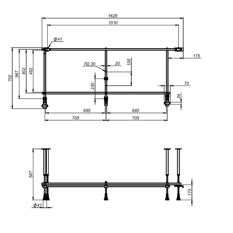 Каркас для ванны AM.PM X-joy угловой универсальный 170x70 W94A-170U70W-R
