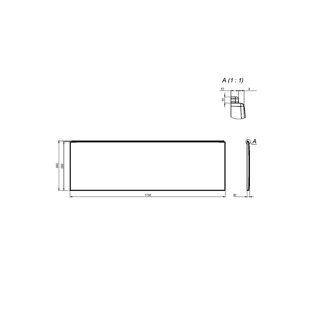 W94A-175-075W-P X-joy панель фронтальная для ванны 175 см