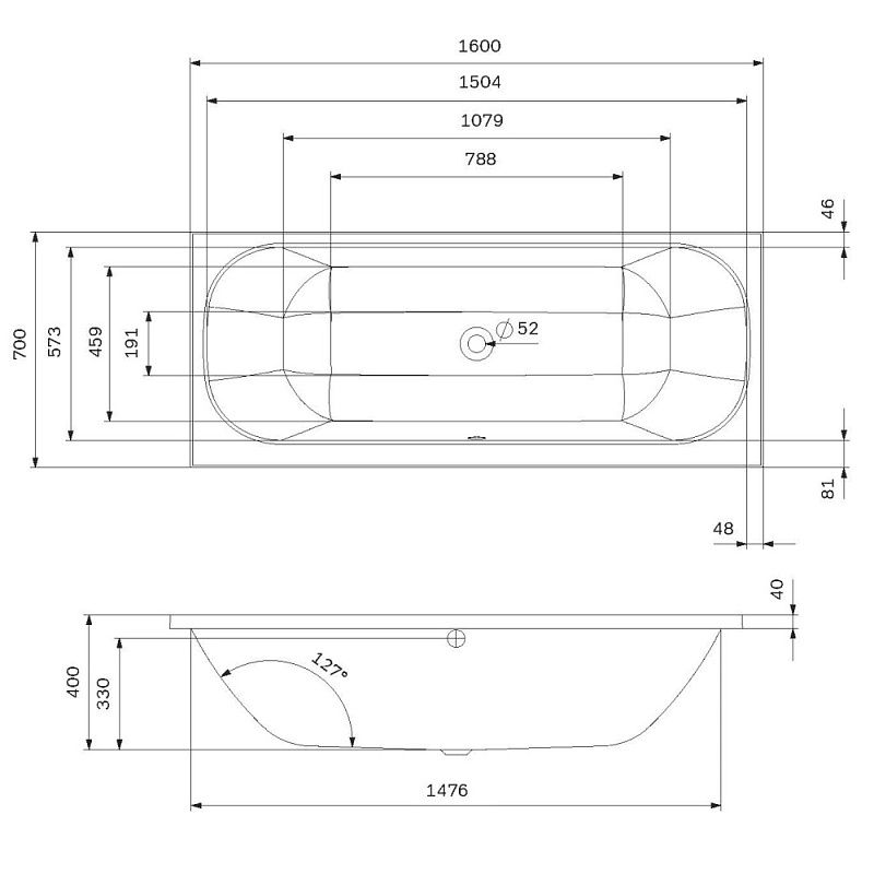 Акриловая ванна AM.PM Above 160x70 W9XA-160-070W-A