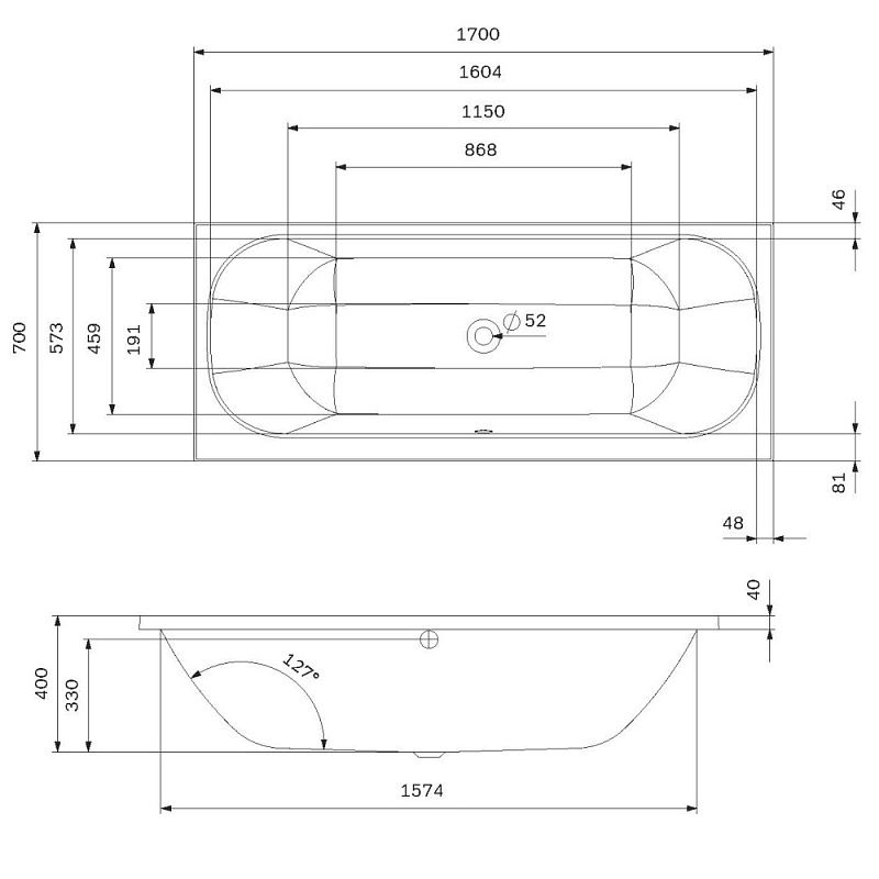 Акриловая ванна AM.PM Above 170x70 W9XA-170-070W-A