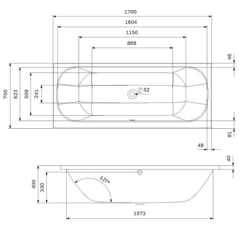 Акриловая ванна AM.PM Above 170x75 W9XA-170-075W-A