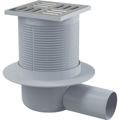 Душевой трап AlcaDrain (AlcaPlast) APV1 105×105/50 мм боковой сток решетка из нержавеющей стали гидрозатвор мокрый