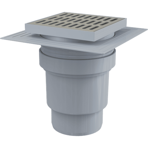 Душевой трап AlcaDrain (AlcaPlast) APV13 150×150/110 мм прямой сток решетка из нержавеющей стали воротник изоляции 2–го уровня гидрозатвор мокрый