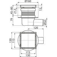 Душевой трап AlcaDrain (AlcaPlast) APV140 из нержавеющей стали 130×130 мм боковой сток с двусторонней решеткой — 2