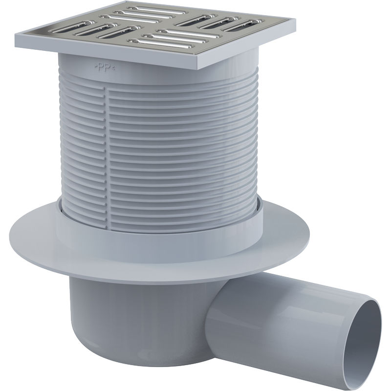 Душевой трап AlcaDrain (AlcaPlast) APV31 105×105/50 мм боковой сток решетка из нержавеющей стали гидрозатвор комбинированный SMART