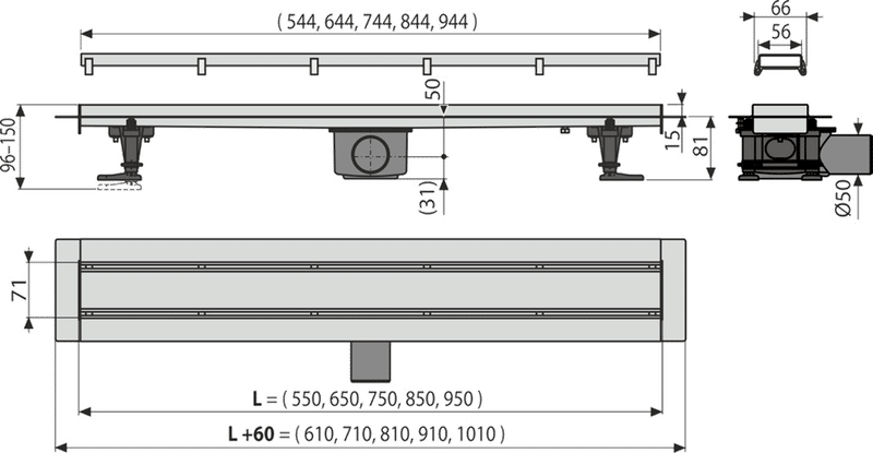 Водоотводящий желоб APZ13-DOUBLE9-550