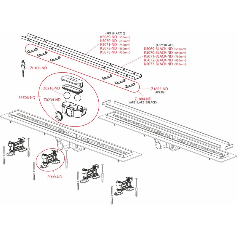 Душевой лоток AlcaDrain (AlcaPlast) APZ19-850 двусторонняя решетка
