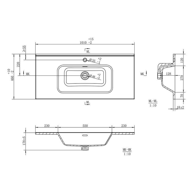 Раковина Brevita Rubi 100 B-RUB100-01 белая