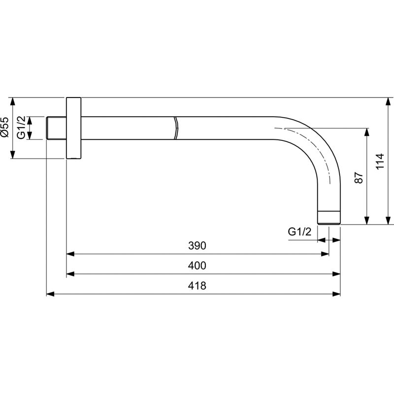 Кронштейн для верхнего душа Ideal Standard IdealRain B9445XG 400 мм черный матовый