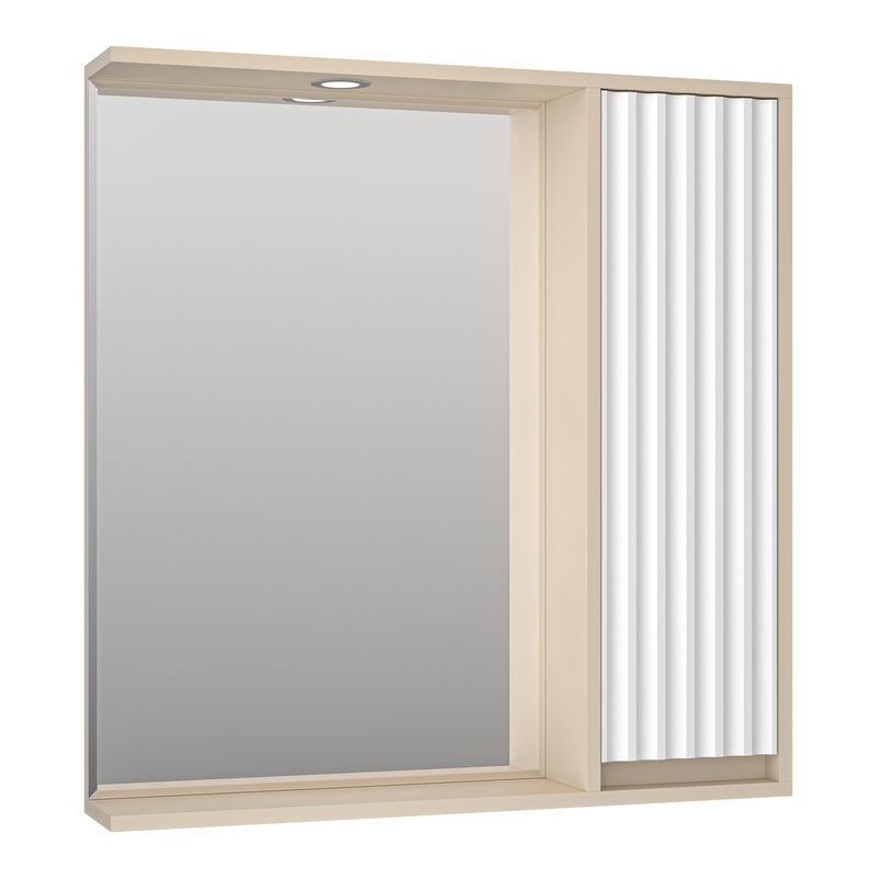 Шкаф с зеркалом для ванной Brevita Balaton 80 / BAL-04080-03-01П правый белая/бежевая матовая эмаль