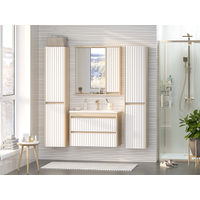 Шкаф с зеркалом для ванной Brevita Balaton 80 / BAL-04080-03-01П правый белая/бежевая матовая эмаль — 5