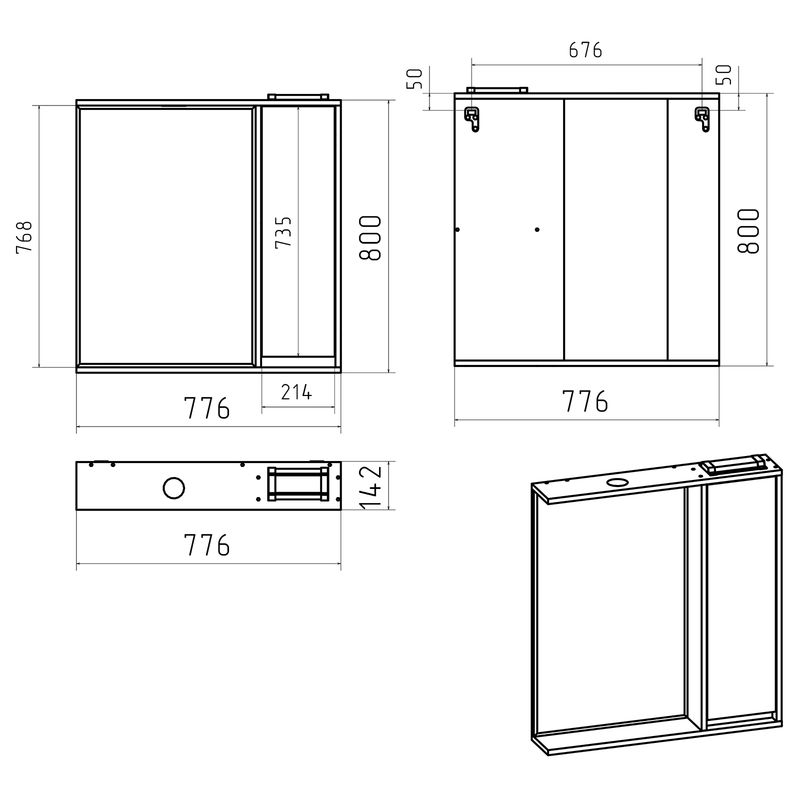 Шкаф с зеркалом для ванной Brevita Balaton 80 / BAL-04080-03-01П правый белая/бежевая матовая эмаль