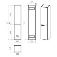 Шкаф-пенал для ванной Brevita Balaton 35 левый / BAL-05035-01-2Л белый — 7