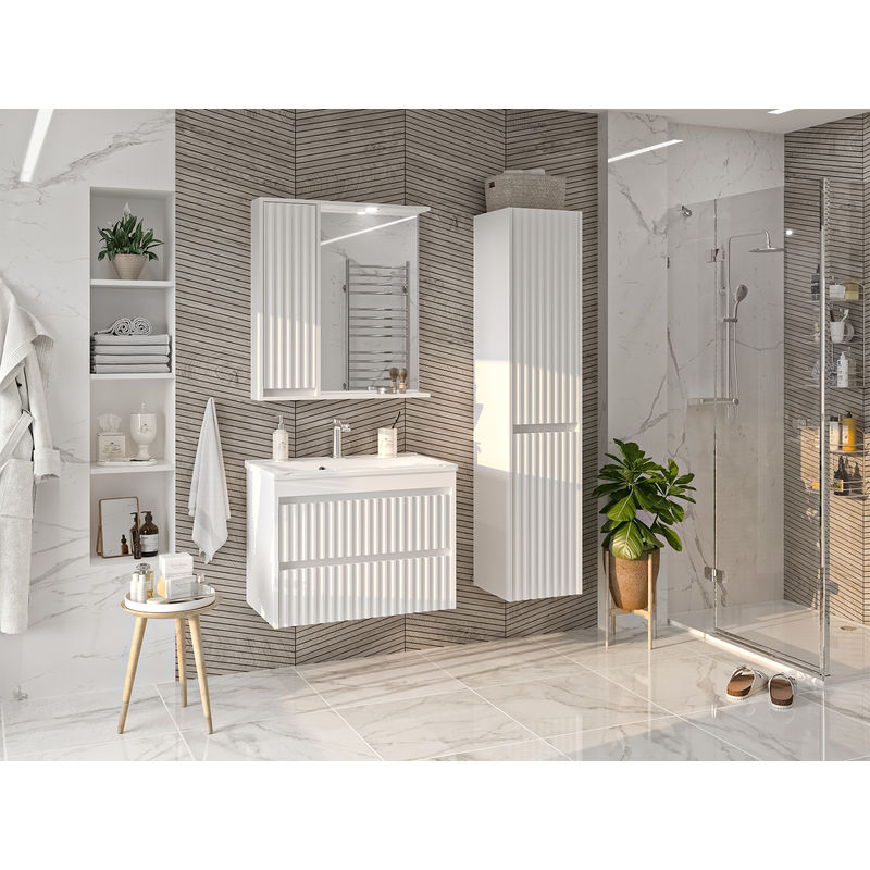 Шкаф-пенал для ванной Brevita Balaton 35 правый / BAL-05035-01-2П белый