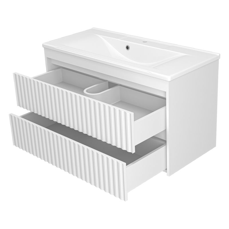 Тумба под раковину Brevita Balaton 100 подвесная с 2 ящ. / BAL-06100-01-01П2Я белый