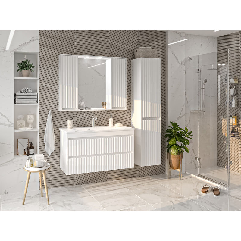 Тумба под раковину Brevita Balaton 100 подвесная с 2 ящ. / BAL-06100-01-01П2Я белый