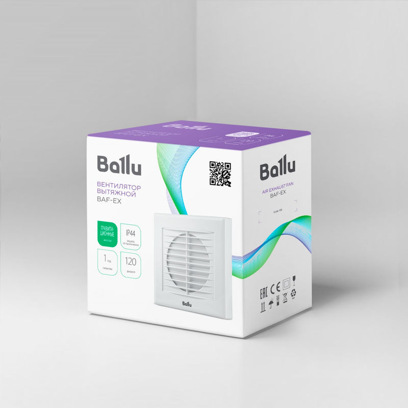 Вентилятор вытяжной Ballu BAF-EX 120 G с грав. жалюзи