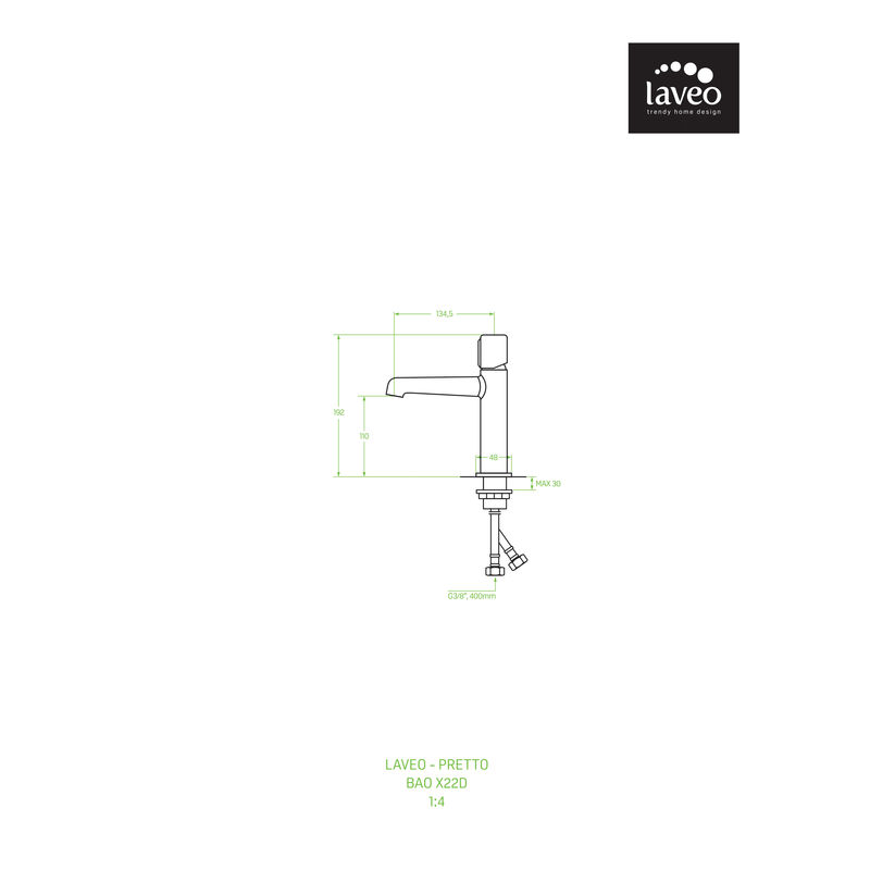 Смеситель для раковины Laveo Pretto BAO_022D хром