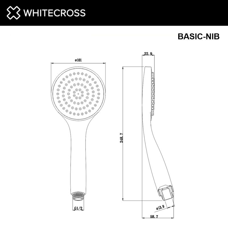 Душевая лейка WHITECROSS BASIC-NIB 1 режим (брашированный никель)